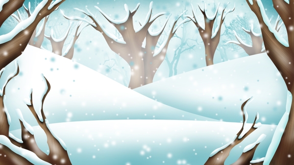 手绘大雪节气森林雪地背景素材