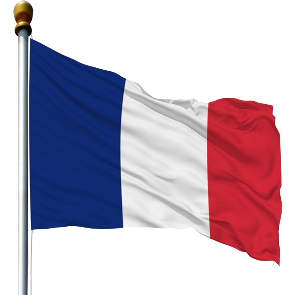 带旗杆的法国国旗