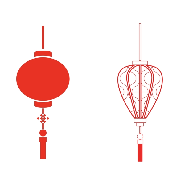元宵节红灯笼扁平化装饰