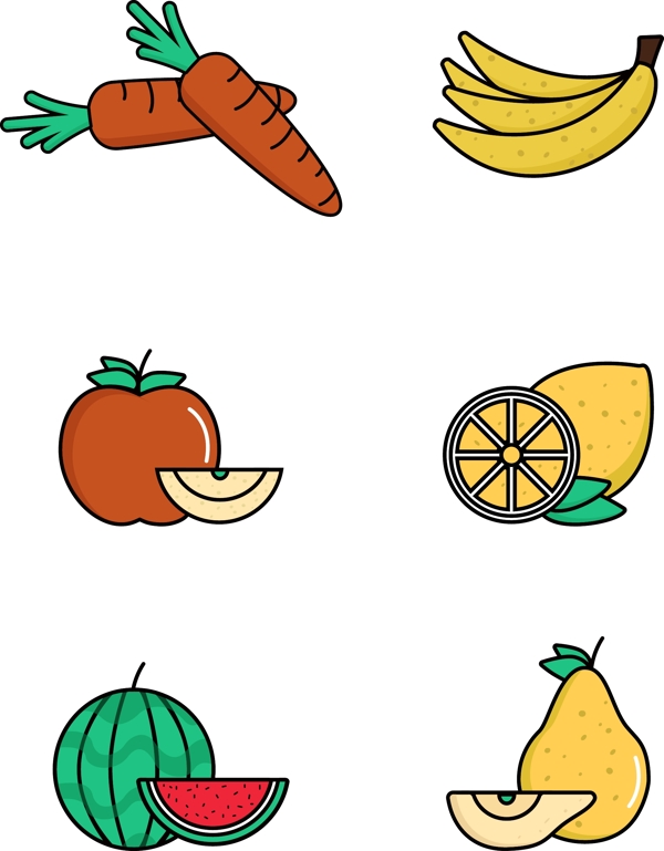 各种食物原创水果蔬菜类苹果香蕉胡萝卜西瓜
