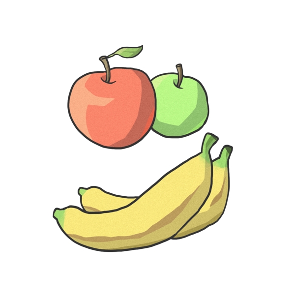 苹果香蕉手绘素材