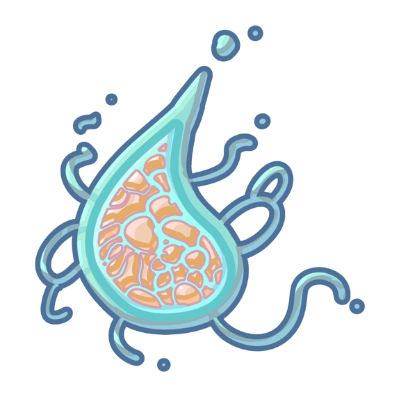 卡通蓝色细菌插画
