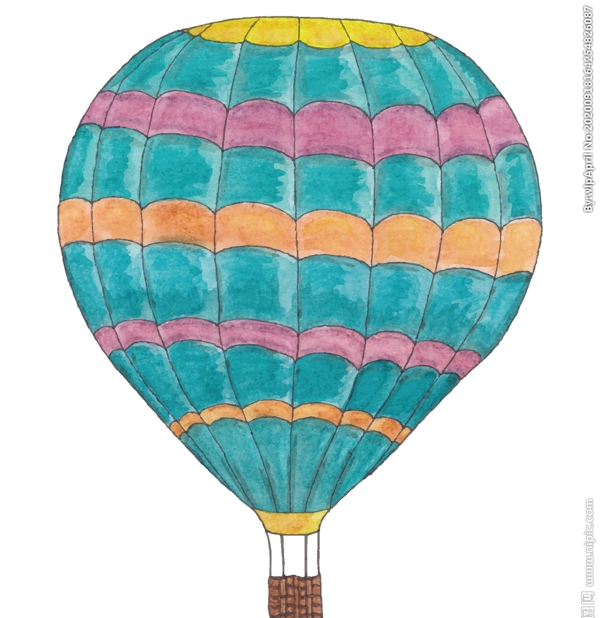 彩绘热气球图片