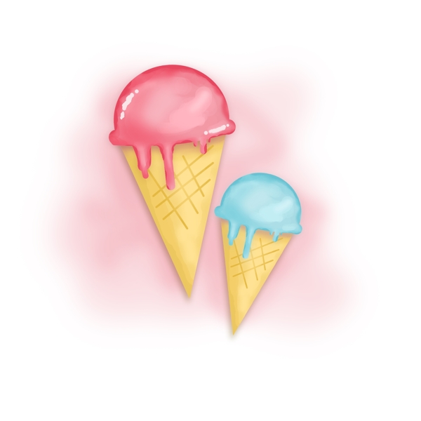 手绘食物冰淇淋甜筒素材