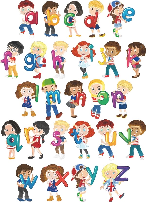 卡通英文字母儿童图片