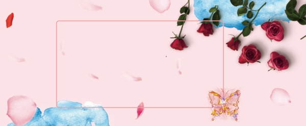 妇女节粉色花朵psd格式banner背景