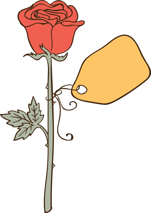 手绘红色花朵元素