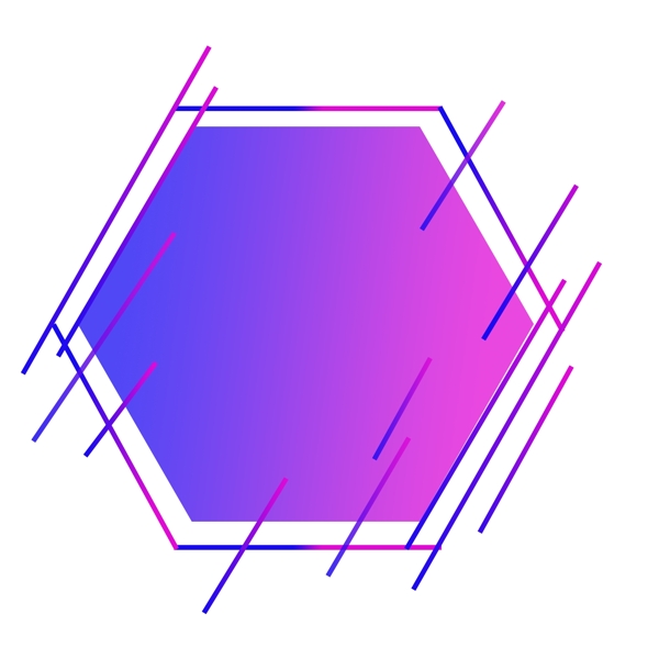 蓝紫色渐变六边形纹理边框科技感可商用