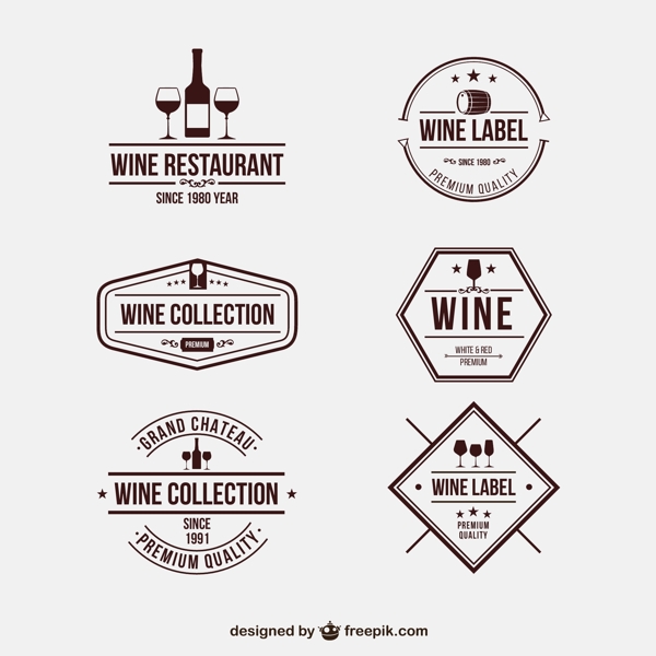 9款创意葡萄酒标签矢量图