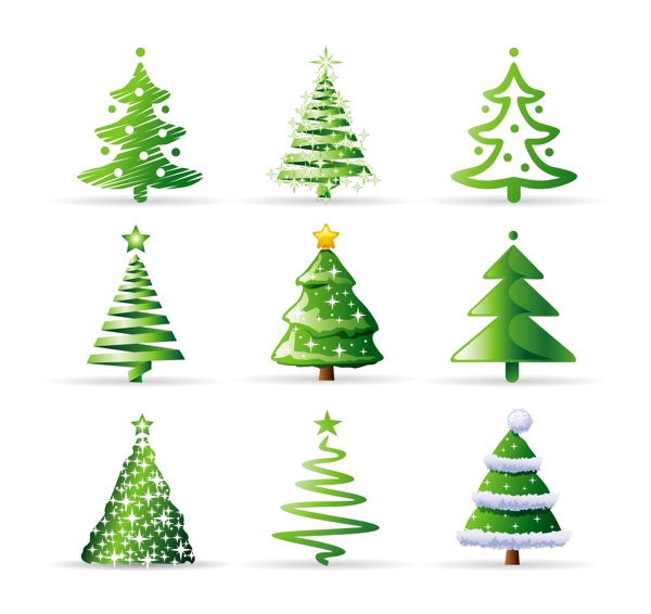 绿色圣诞树矢量图