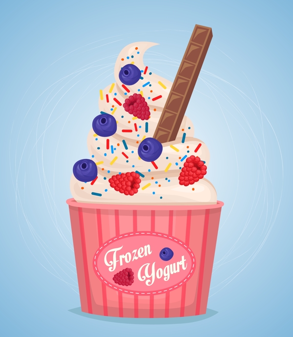 美味的水果冰淇淋插画