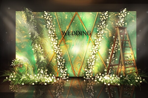 大理石绿色纹理婚礼效果图