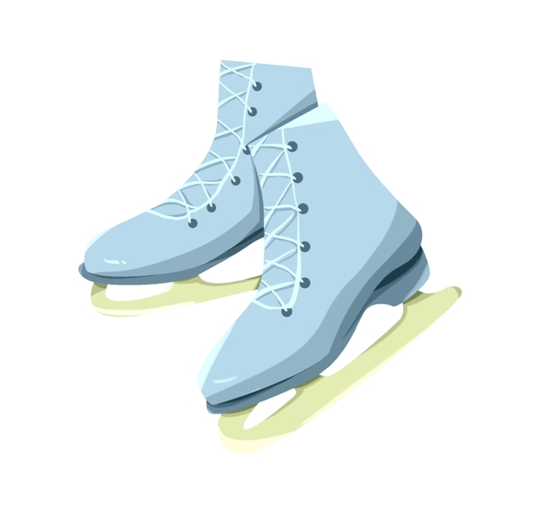 手绘冬季溜冰鞋插画