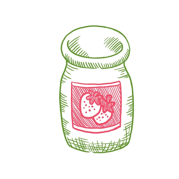 美味的草莓罐头手绘图