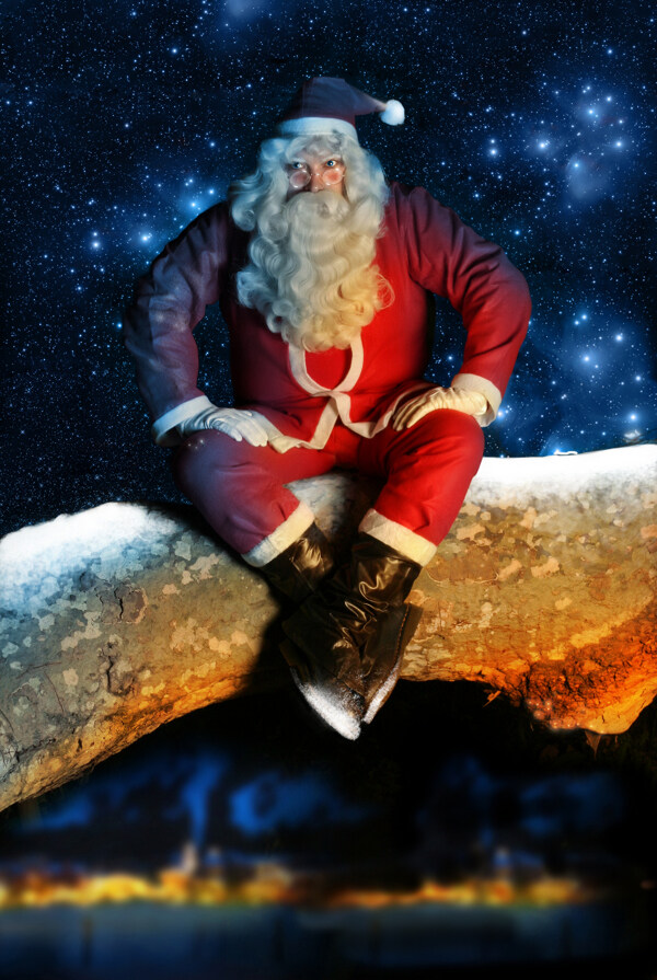 梦幻星空与圣诞老人图片