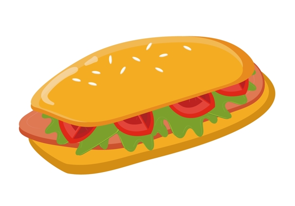 美味的小吃汉堡包插画