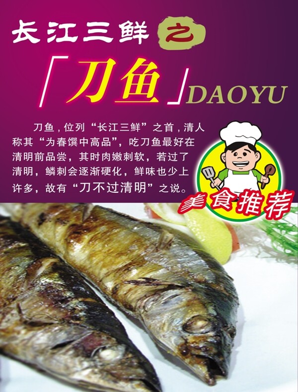 长江三鲜刀鱼食品餐饮平面模板分层PSD058