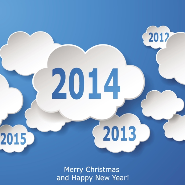 年分云朵2014新年快乐背景
