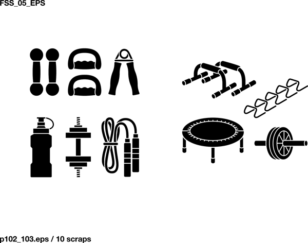 各种图形元素矢量素材体育器材设备的类型51个元素