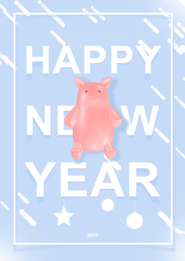 happyNew2019猪海海报模板