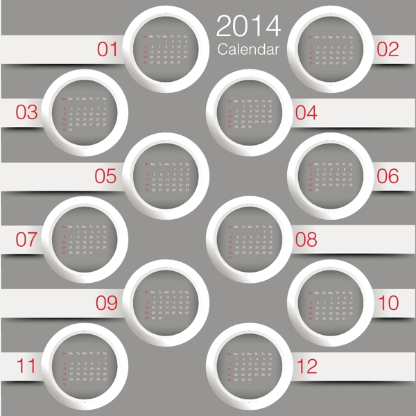 2014日历矢量巨大集合72