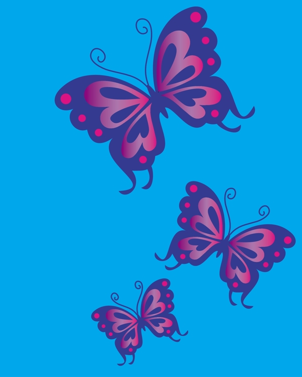 印花矢量图动物蝴蝶色彩玫红色免费素材