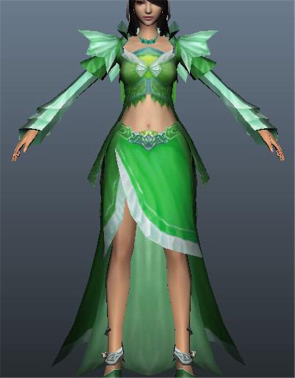 绿色装饰女性人物游戏模型