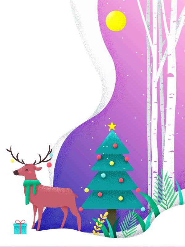 剪纸风圣诞节麋鹿背景设计