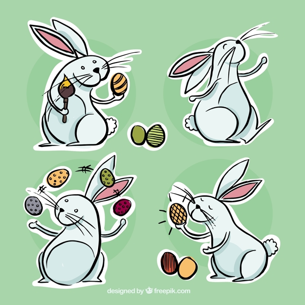 绘制复活节手兔子标签