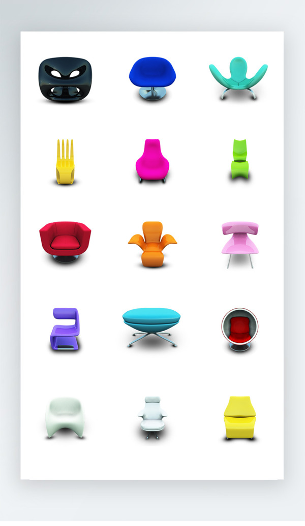 椅子图标彩色写实图标素材PNG