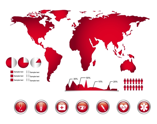 医疗保险与世界地图和图表图表