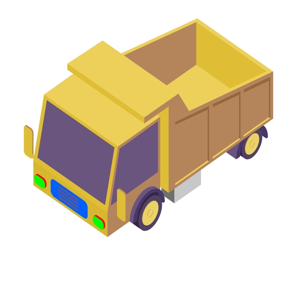 2.5d交通工具卡车黄色矢量元素