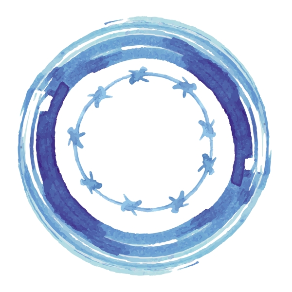 蓝色水彩圆圈图案