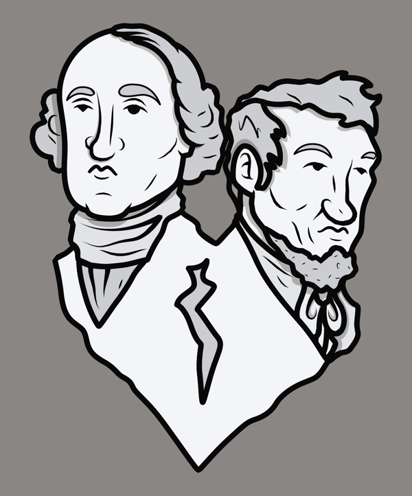 拉什莫尔山式雕塑华盛顿和林肯矢量剪贴画的插图