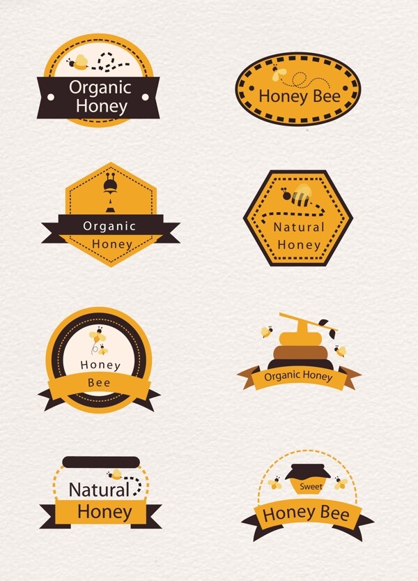 黄色创意蜂蜜图标设计