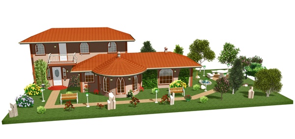 3D花园别墅模型
