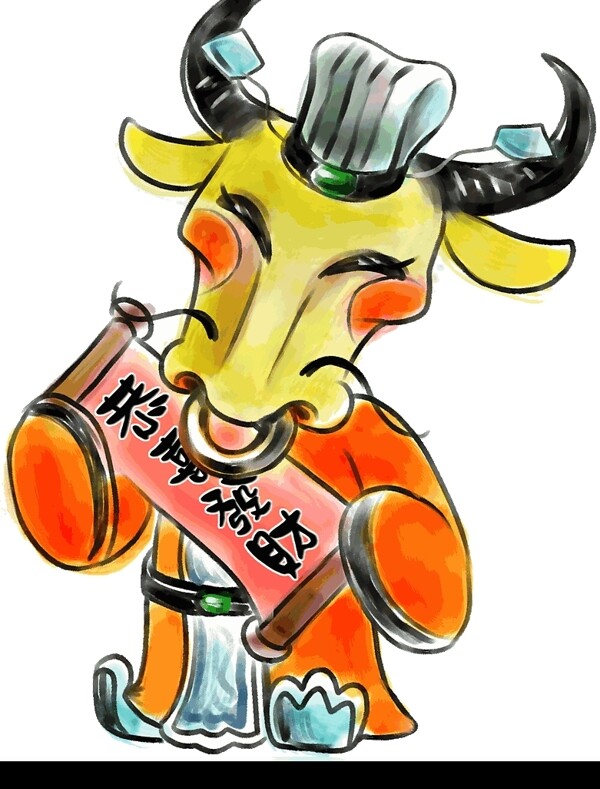 中国水墨画12生肖牛图片