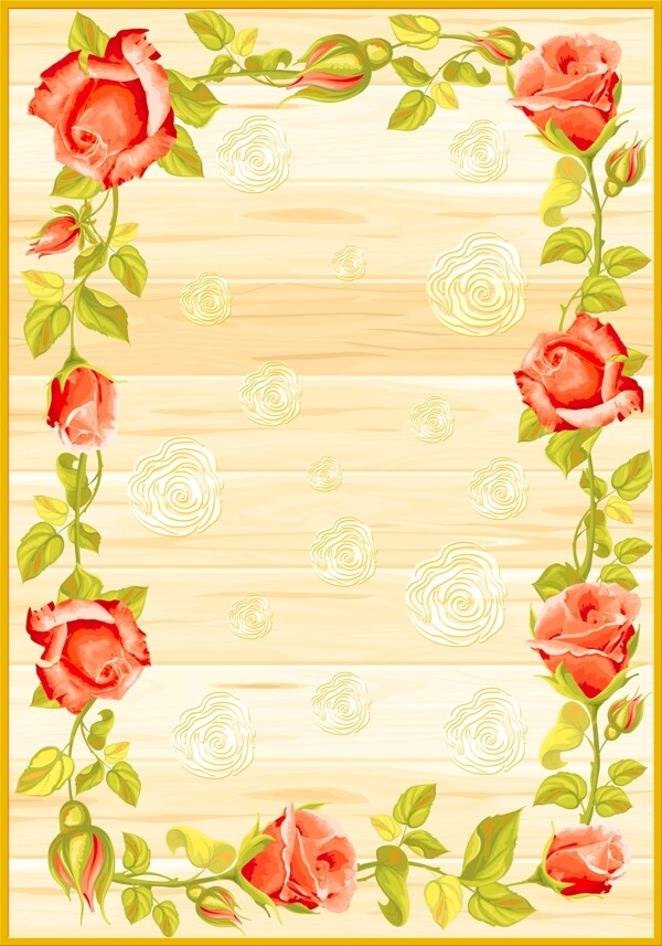 藤蔓手绘红玫瑰地毯天花吊顶背景