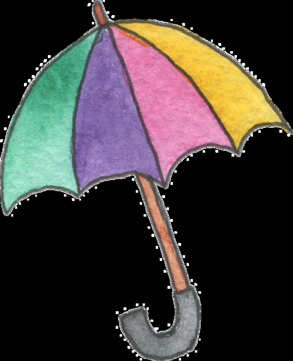 七彩雨伞透明素材