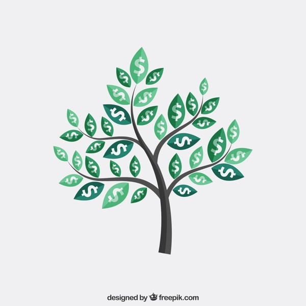 创意美元符号叶子树