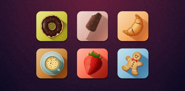 6个美食食物icon图标设计