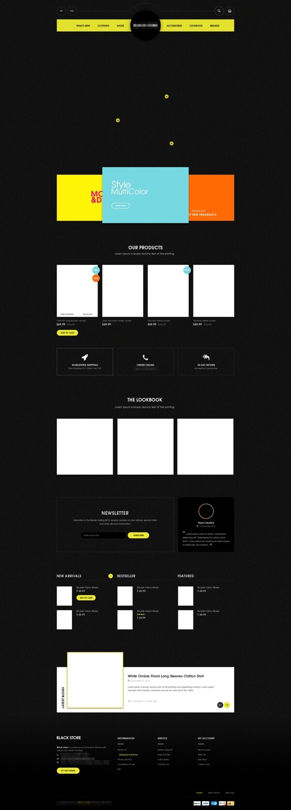 黑色的企业商城购物网站模板首页设计