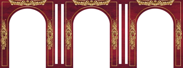 欧式复古红金拱门