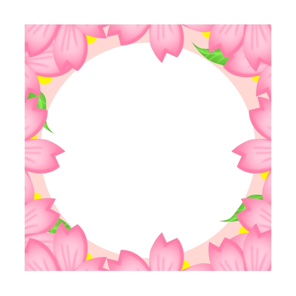 粉色卡通唯美樱花花朵方形圆环边框