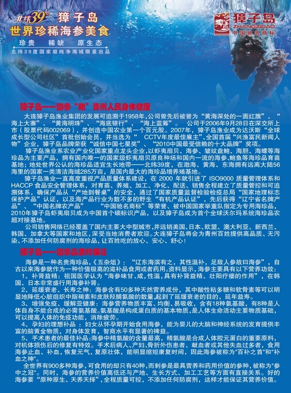 獐子岛海参宣传单彩页图片
