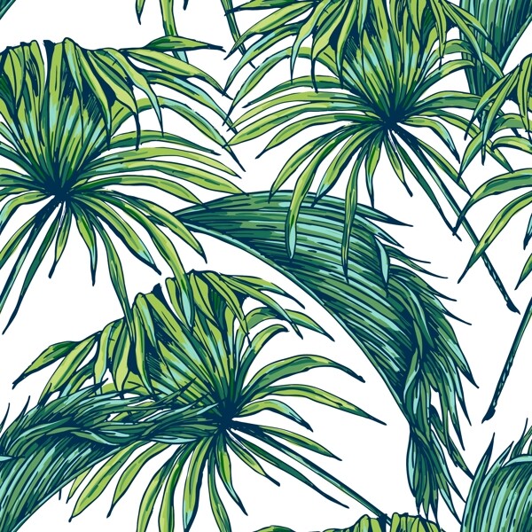 绿色手绘植物插画