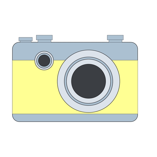 一个黄色照相机插画