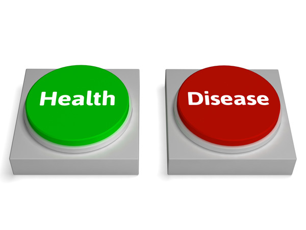 健康疾病的按钮显示健康或疾病