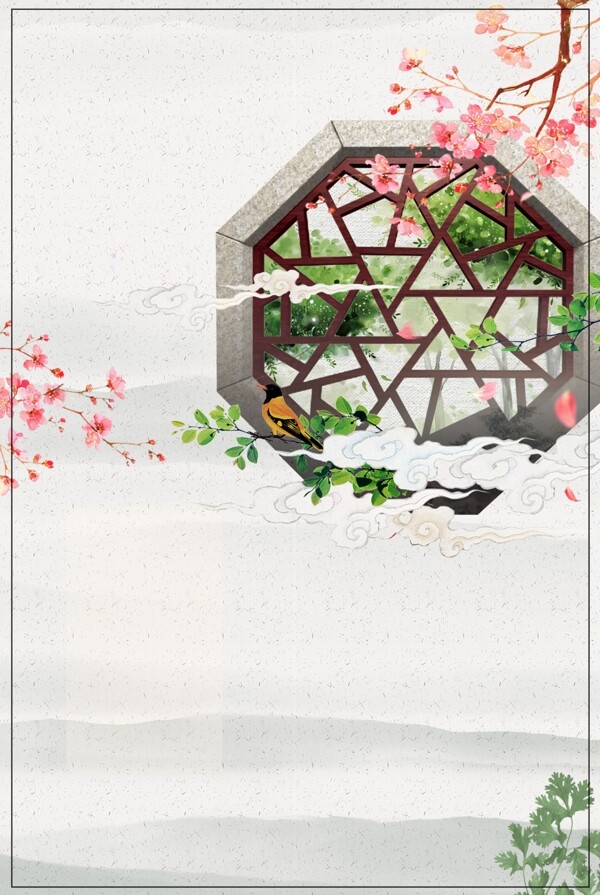 清新春季节日海报背景设计
