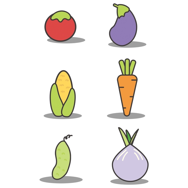 彩色手绘卡通蔬菜